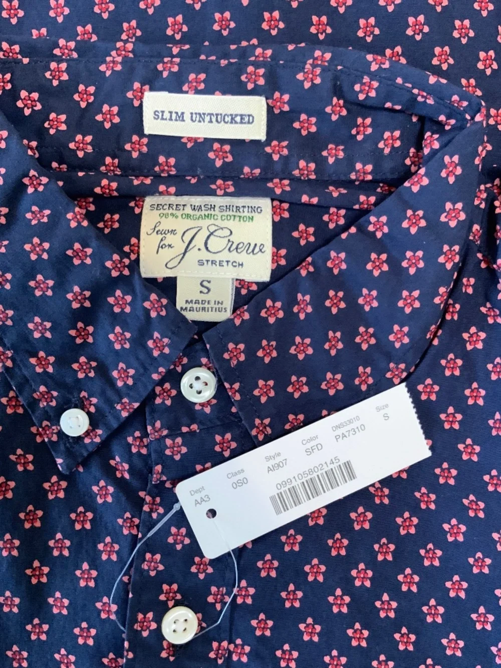 J. Crew Slim Untucked Stretch Secret Wash Cotton Poplin Button Down Shirt
